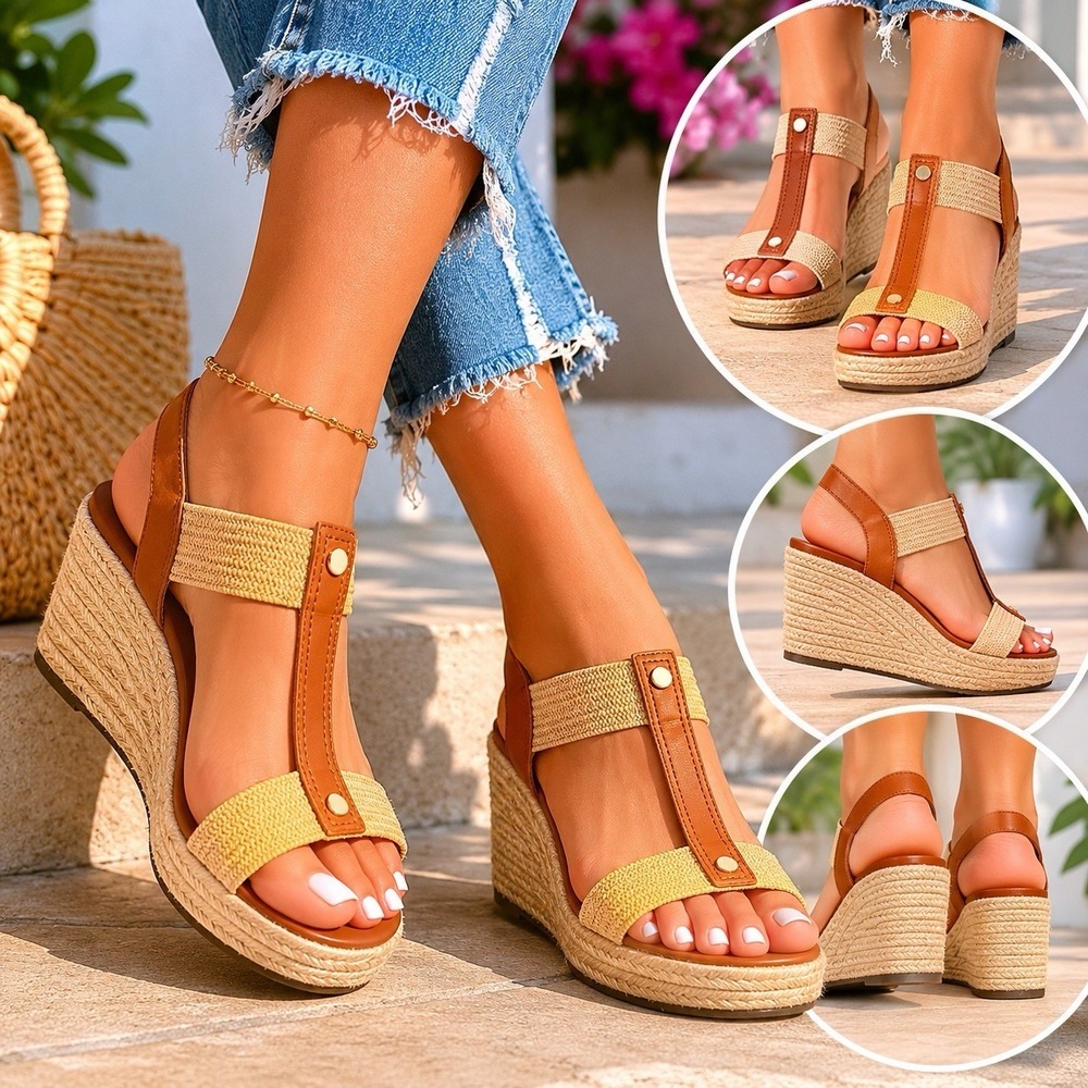 Vionic Calera Espadrille Wedge Sandals Camel Wide Womens 8.5 Comfort Orthotic